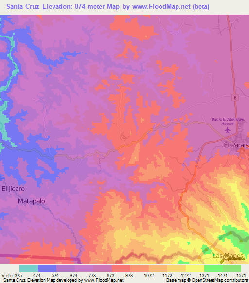 Santa Cruz,Honduras Elevation Map