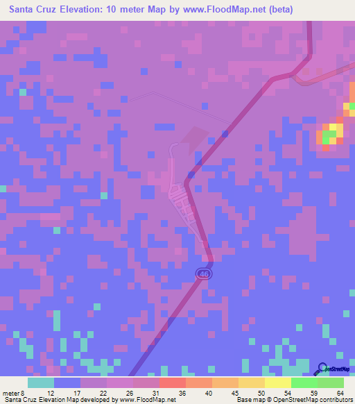 Santa Cruz,Honduras Elevation Map