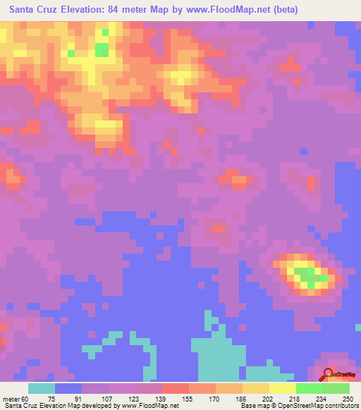 Santa Cruz,Honduras Elevation Map