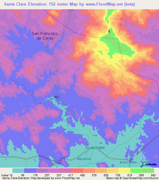 Santa Clara,Honduras Elevation Map