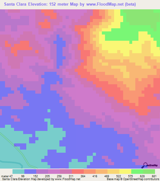 Santa Clara,Honduras Elevation Map