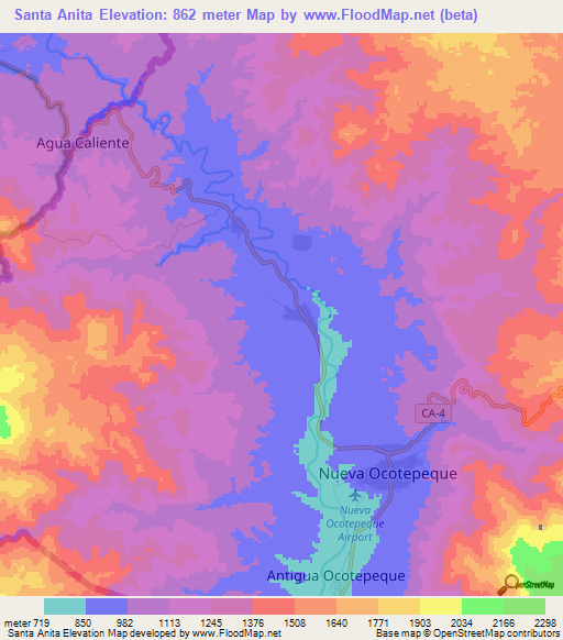 Santa Anita,Honduras Elevation Map