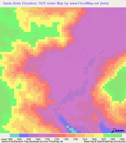 Santa Anita,Honduras Elevation Map
