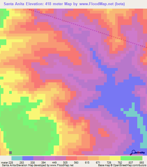Santa Anita,Honduras Elevation Map