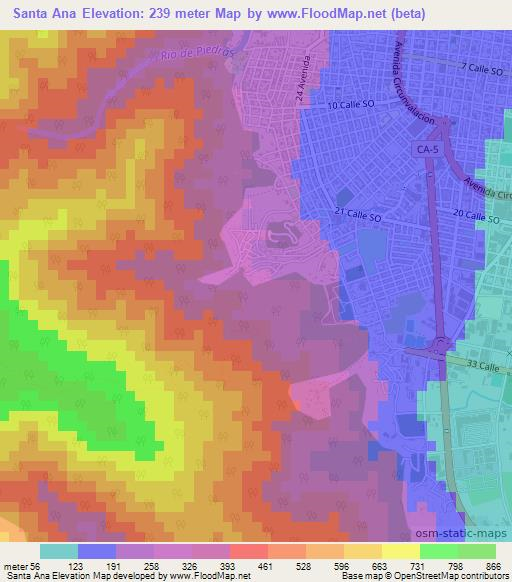 Santa Ana,Honduras Elevation Map