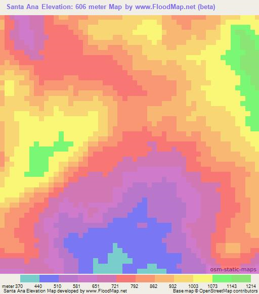 Santa Ana,Honduras Elevation Map