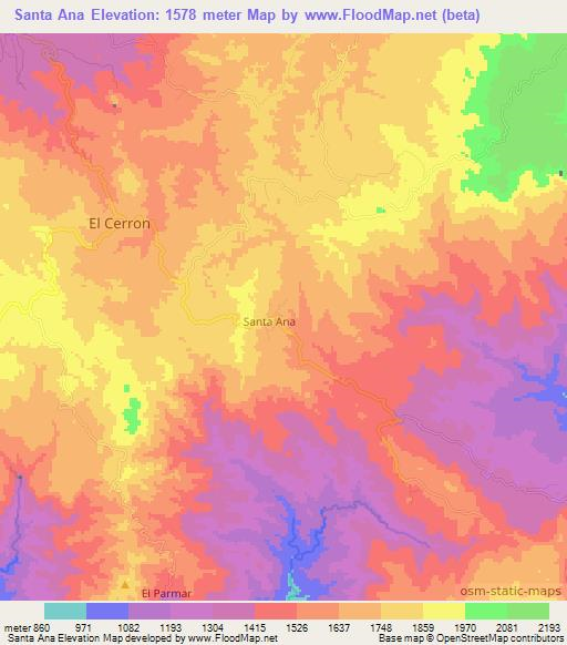 Santa Ana,Honduras Elevation Map