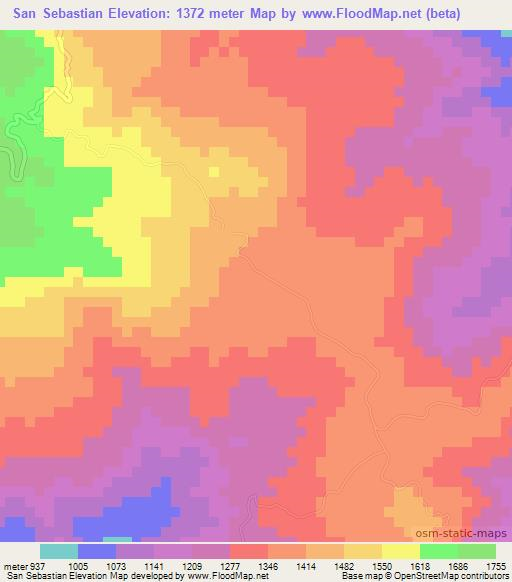 San Sebastian,Honduras Elevation Map