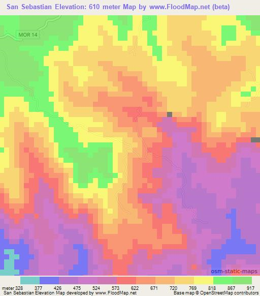 San Sebastian,Honduras Elevation Map