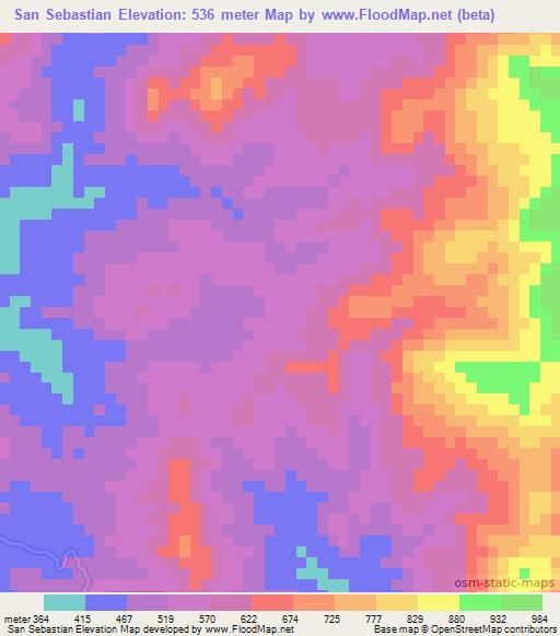 San Sebastian,Honduras Elevation Map