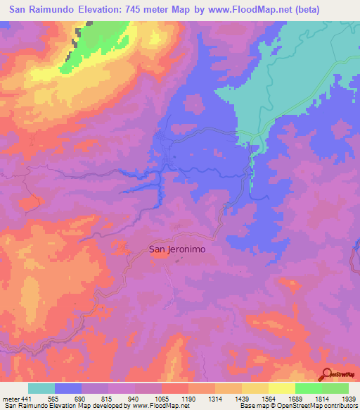 San Raimundo,Honduras Elevation Map