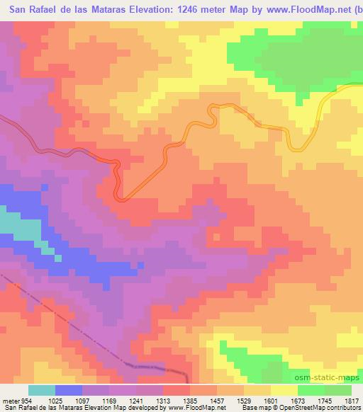 San Rafael de las Mataras,Honduras Elevation Map