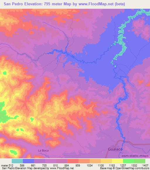 San Pedro,Honduras Elevation Map