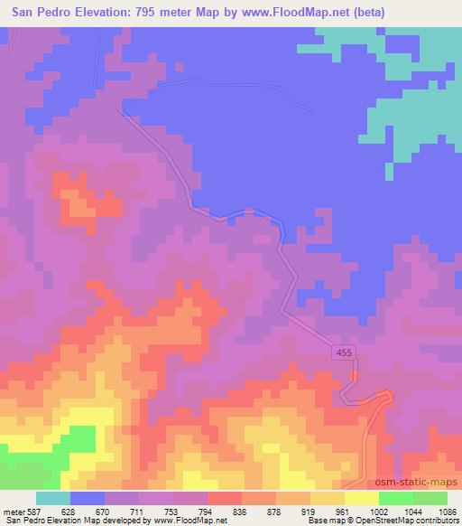 San Pedro,Honduras Elevation Map