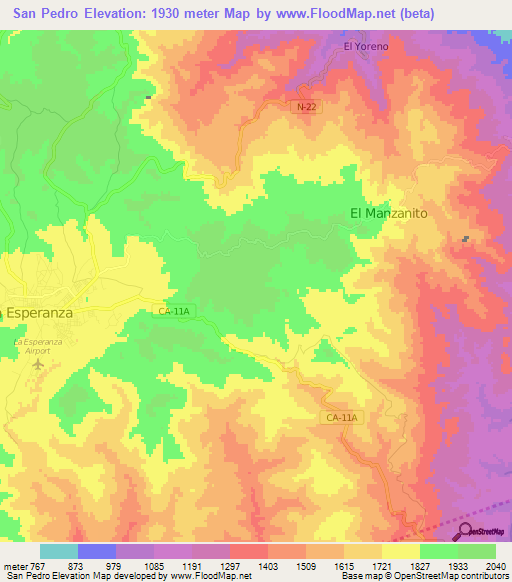 San Pedro,Honduras Elevation Map