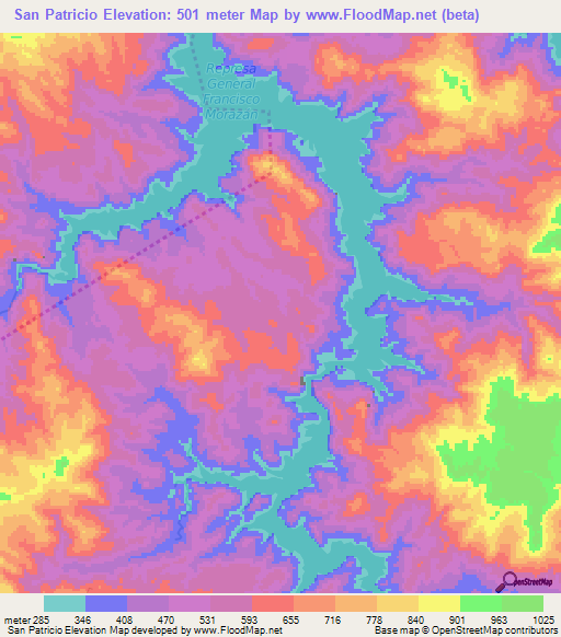 San Patricio,Honduras Elevation Map