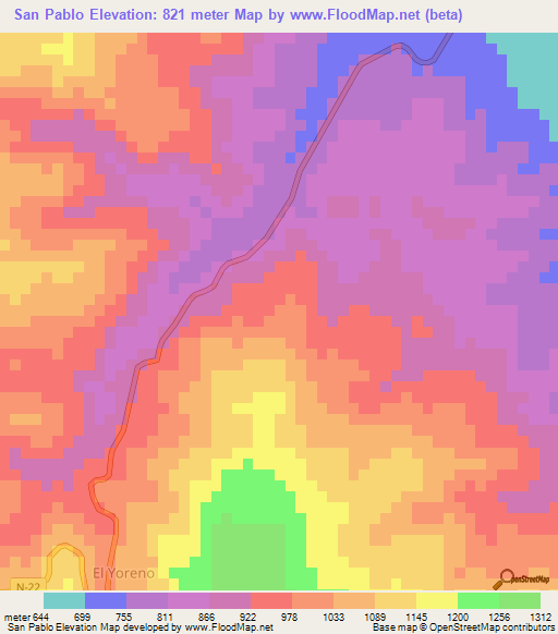 San Pablo,Honduras Elevation Map