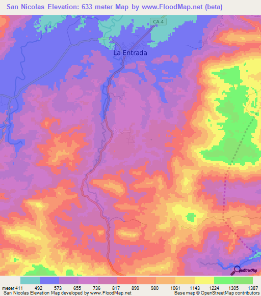 San Nicolas,Honduras Elevation Map