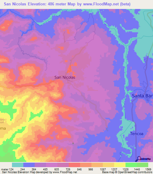 San Nicolas,Honduras Elevation Map