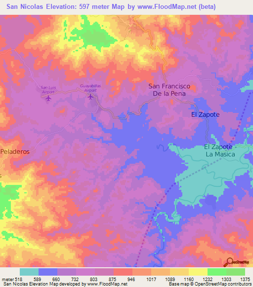San Nicolas,Honduras Elevation Map