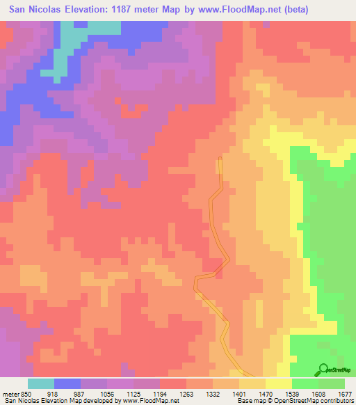 San Nicolas,Honduras Elevation Map