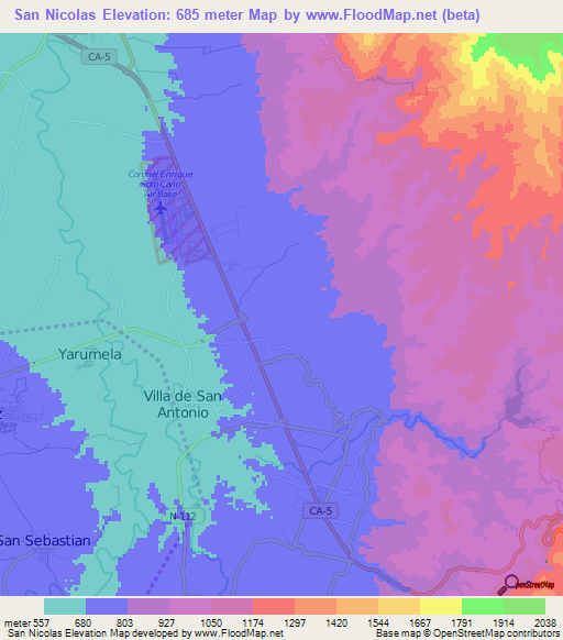 San Nicolas,Honduras Elevation Map