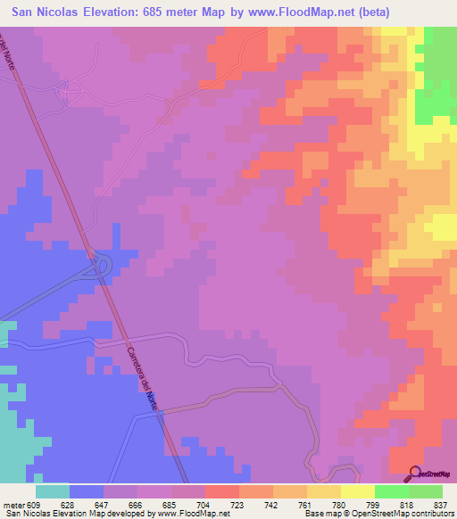 San Nicolas,Honduras Elevation Map