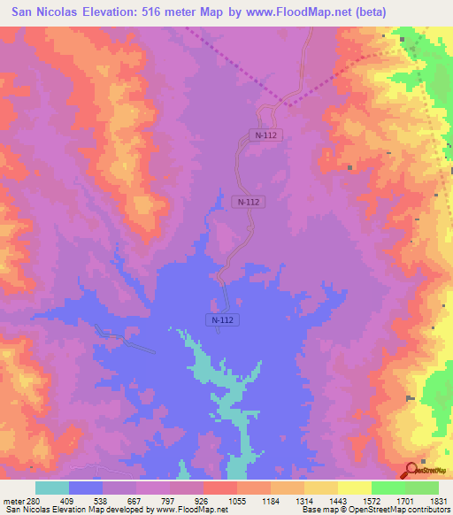San Nicolas,Honduras Elevation Map