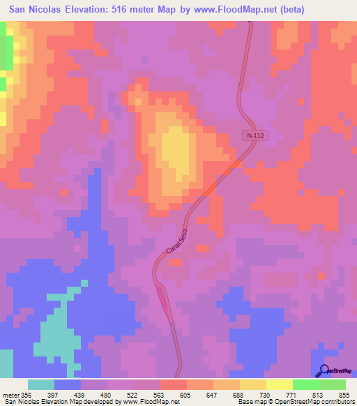 San Nicolas,Honduras Elevation Map