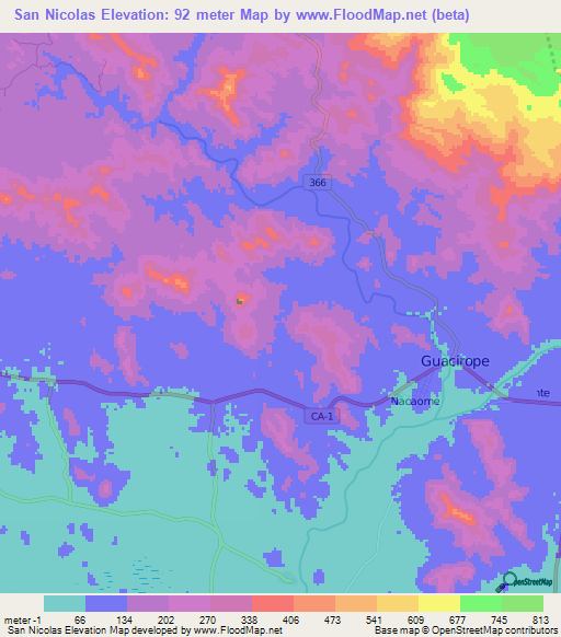 San Nicolas,Honduras Elevation Map