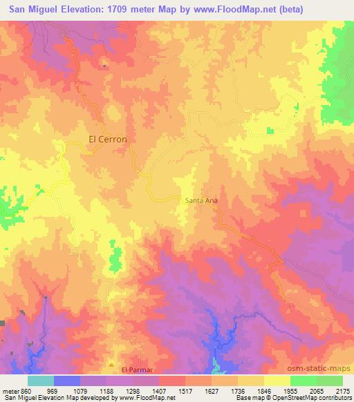 San Miguel,Honduras Elevation Map