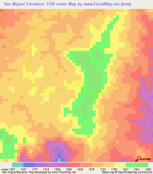 San Miguel,Honduras Elevation Map