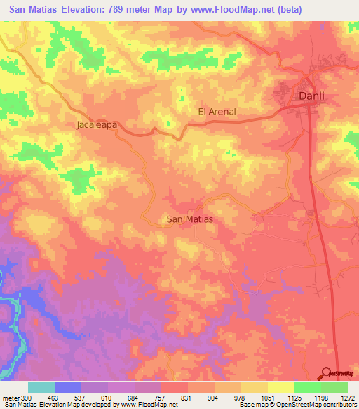 San Matias,Honduras Elevation Map