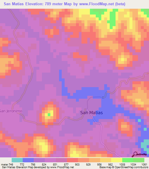 San Matias,Honduras Elevation Map