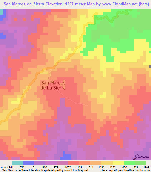 San Marcos de Sierra,Honduras Elevation Map