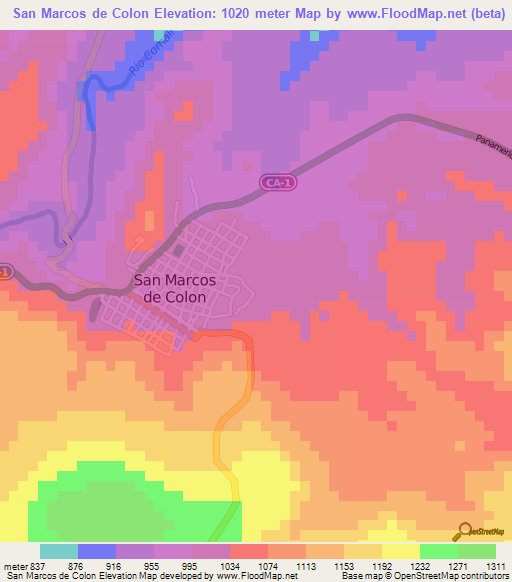 San Marcos de Colon,Honduras Elevation Map