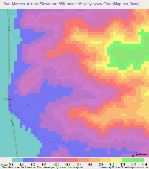 San Marcos Arriba,Honduras Elevation Map