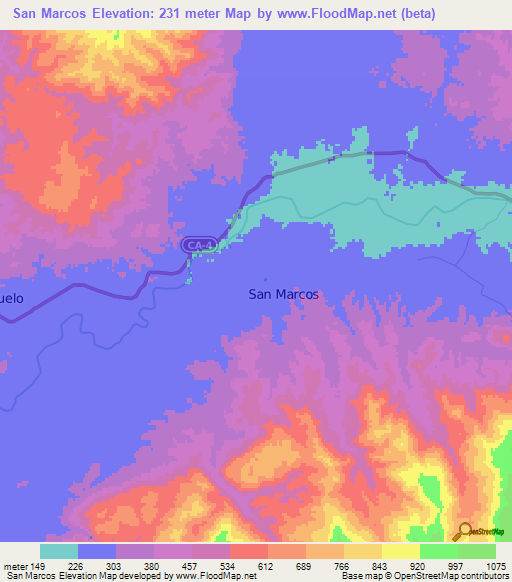 San Marcos,Honduras Elevation Map