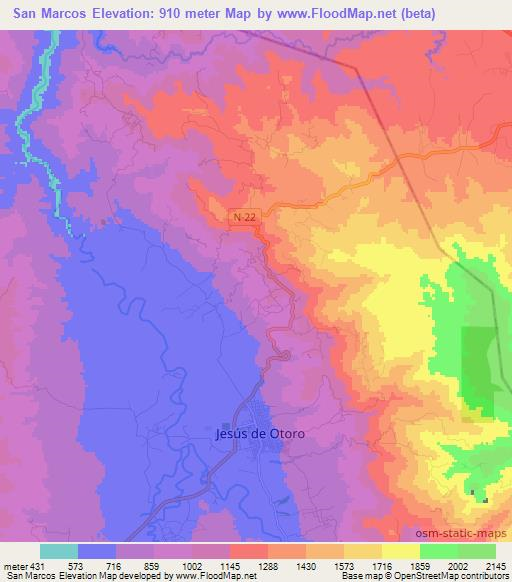 San Marcos,Honduras Elevation Map