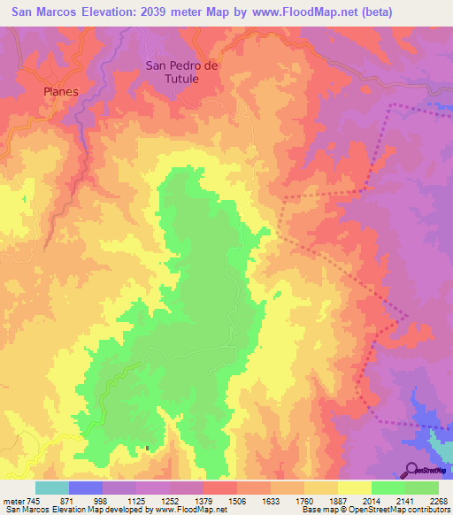 San Marcos,Honduras Elevation Map