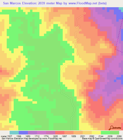 San Marcos,Honduras Elevation Map