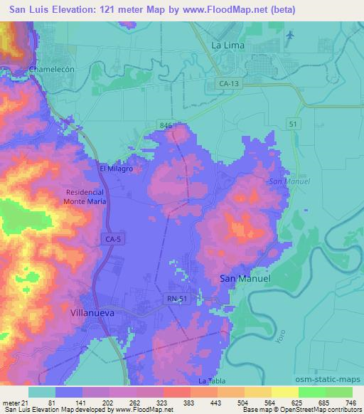 San Luis,Honduras Elevation Map