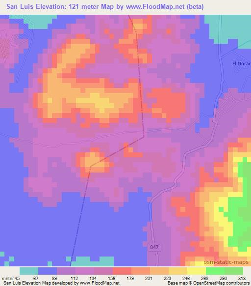 San Luis,Honduras Elevation Map