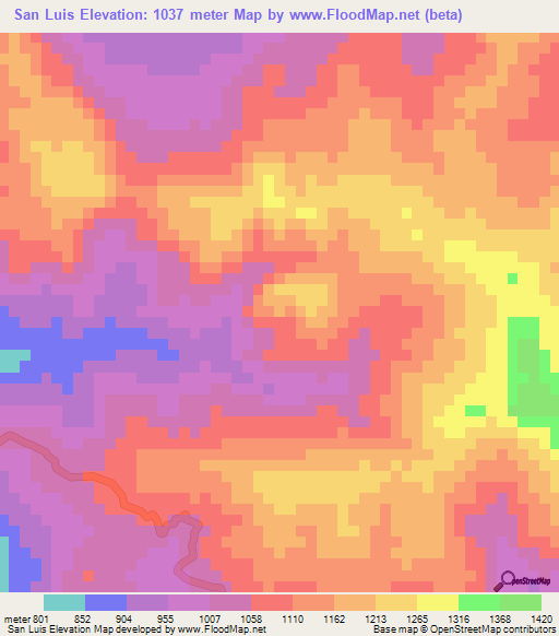 San Luis,Honduras Elevation Map