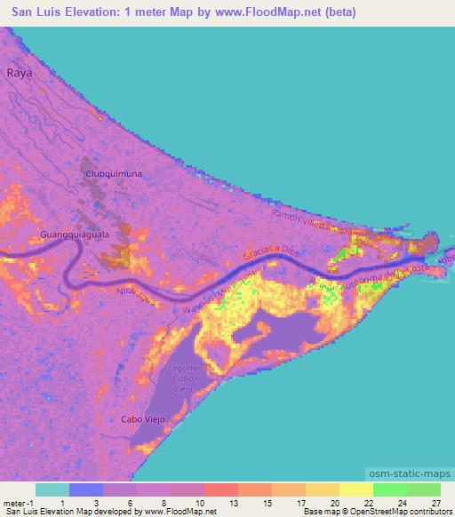 San Luis,Honduras Elevation Map