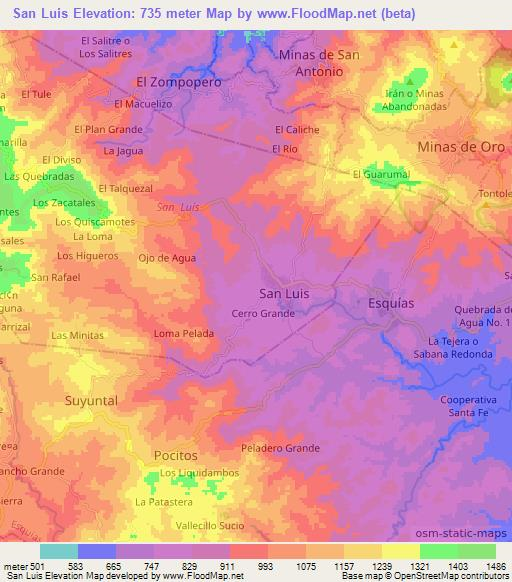 San Luis,Honduras Elevation Map