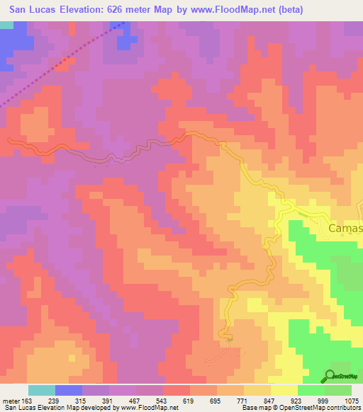 San Lucas,Honduras Elevation Map