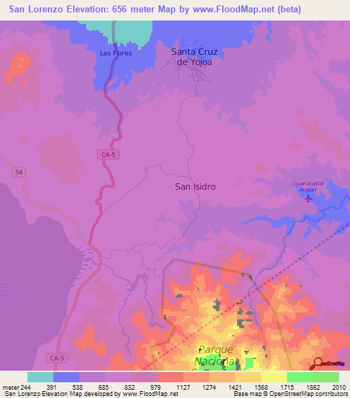 San Lorenzo,Honduras Elevation Map
