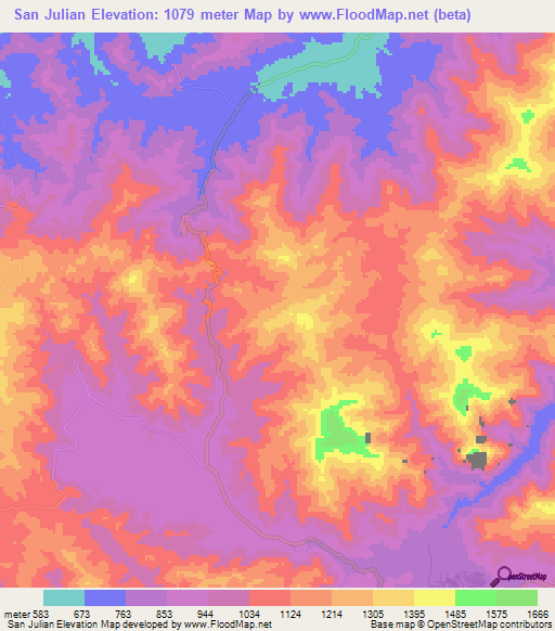 San Julian,Honduras Elevation Map