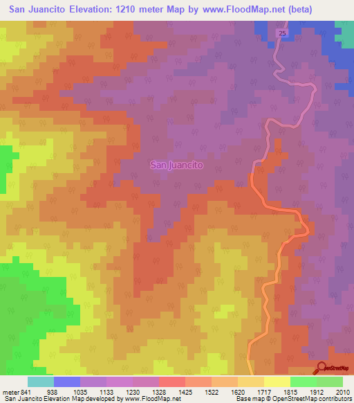 San Juancito,Honduras Elevation Map